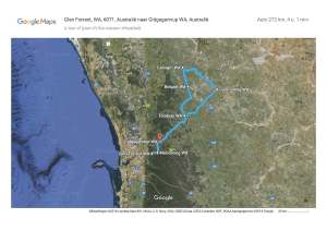 Paps and my planned - & eventual - route around the western Wheatbelt